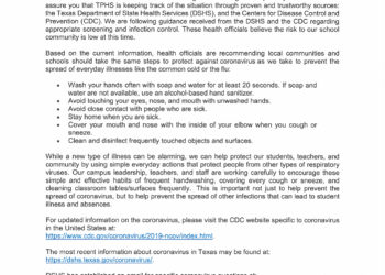 TPHS Coronavirus Advisory