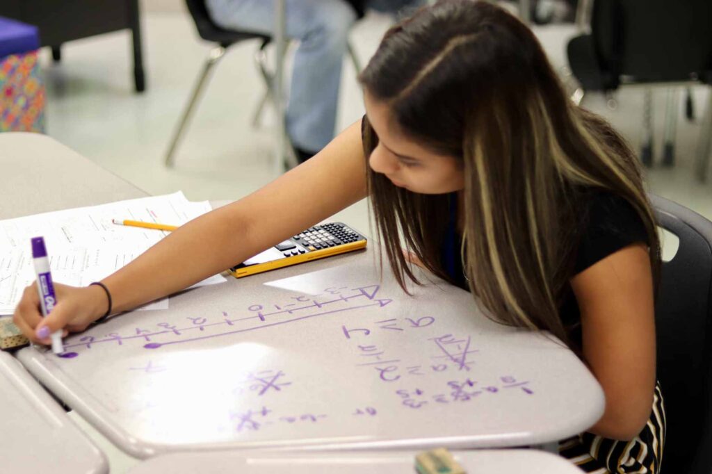 Triumph Public High School Student working on math problem